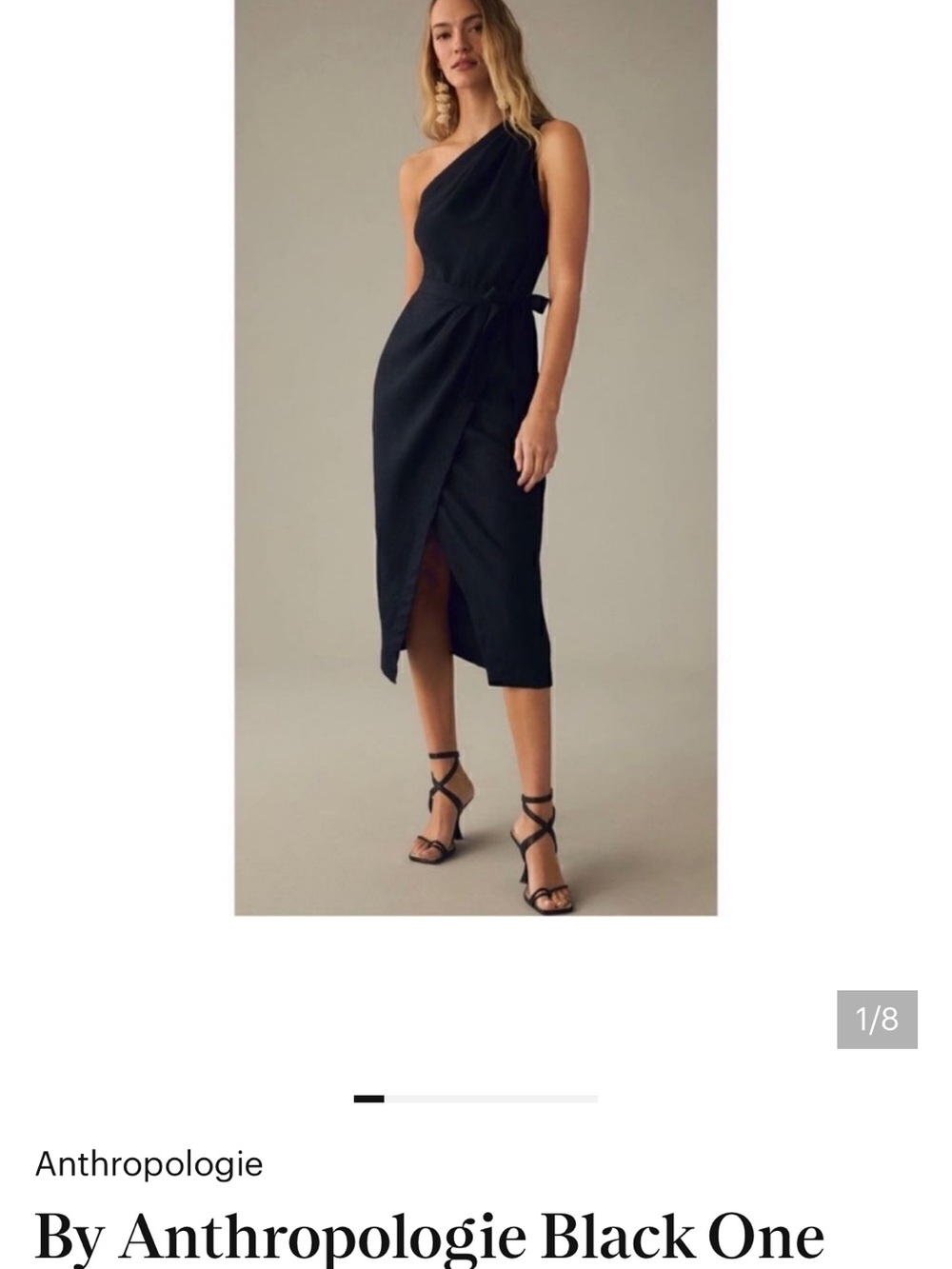 Anthropologie Black One-Shoulder Wrap Midi Dress